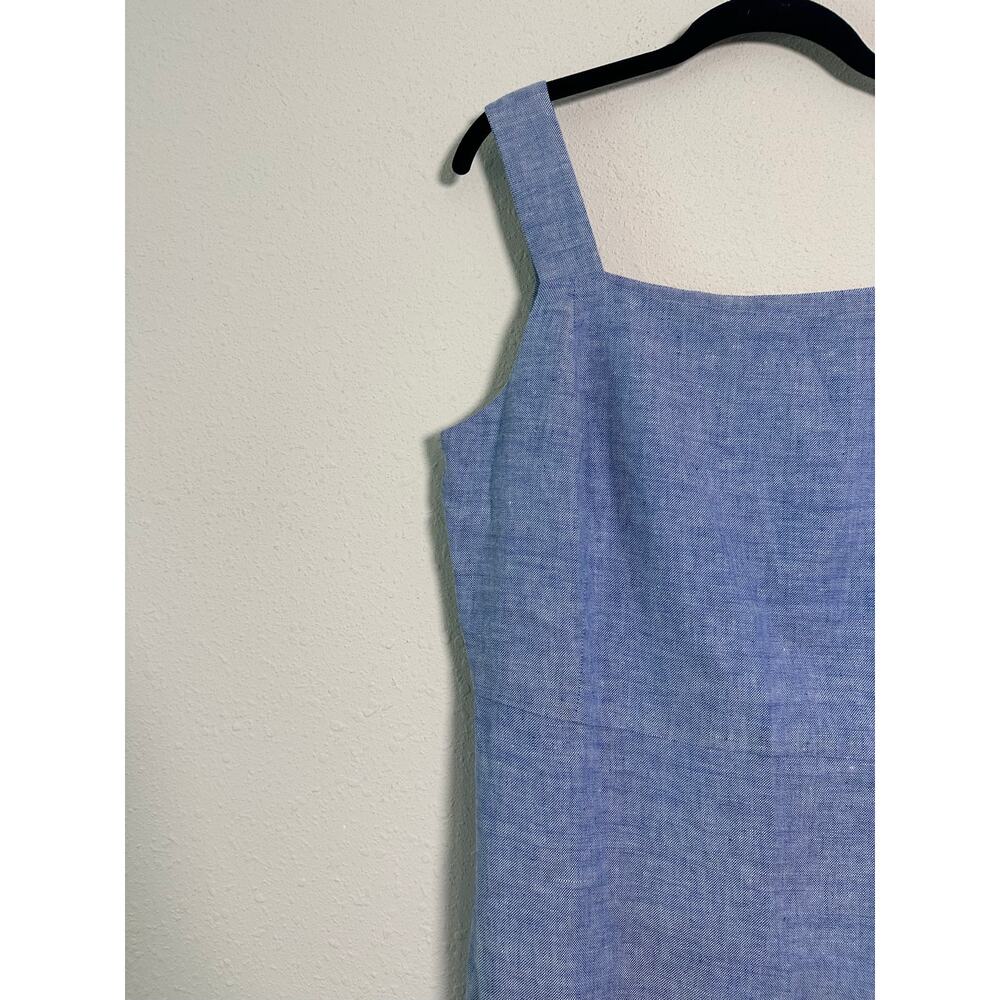 J. McLaughlin Leah Linen Blend Midi Dress Blue Size 10 - Picture 2 of 9